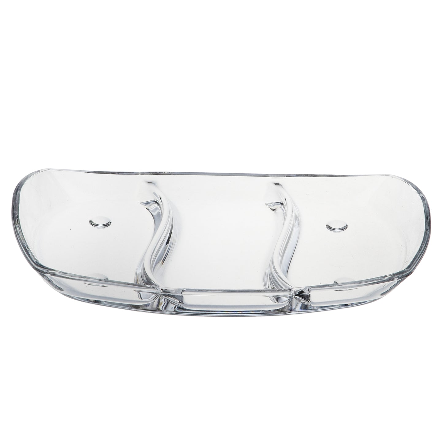 PRIMA Oblong 12" Glass Tray 3 Section