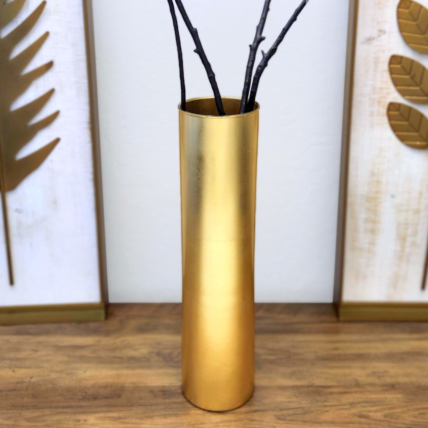 FLORA 16" Gold Gilded Glass Vase