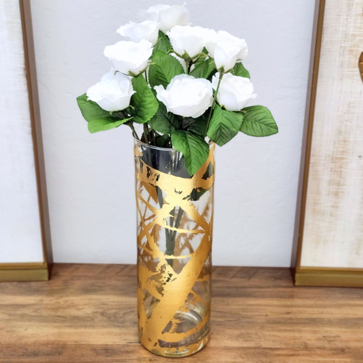 FLORA 16" Gold Gilded Glass Vase