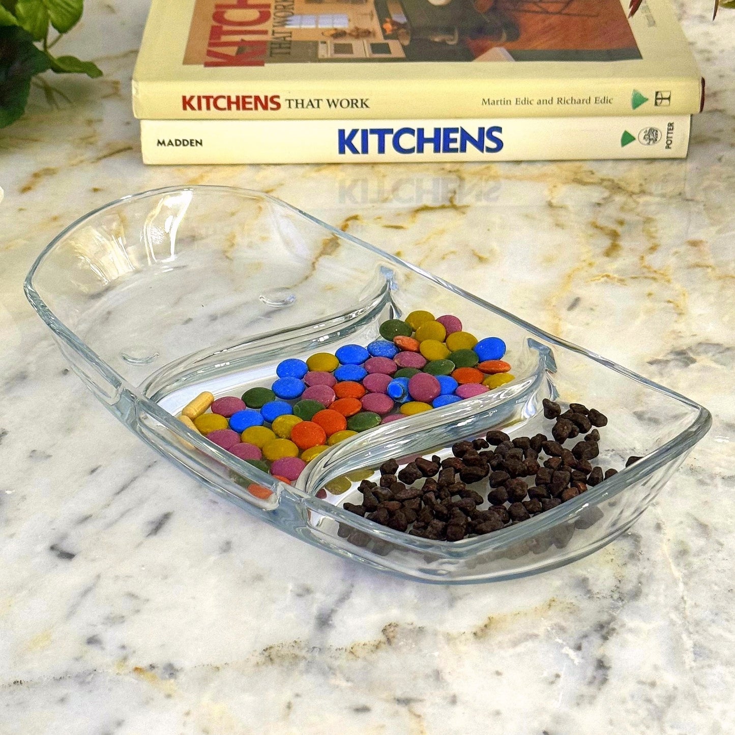 PRIMA Oblong 12" Glass Tray 3 Section
